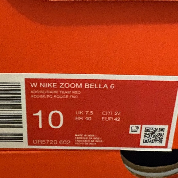 New Nike Zoom Bella 6 Adobe Red White Womens Sneakers NIB Athletic Shoes - Picture 15 of 15